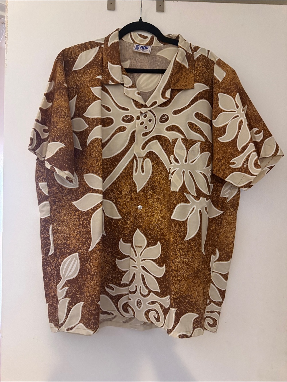 Arii Brown Floral Hawaiian Camp Shirt